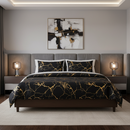 Funda Nórdica de Mármol Elegante | Ropa de Cama Luxe