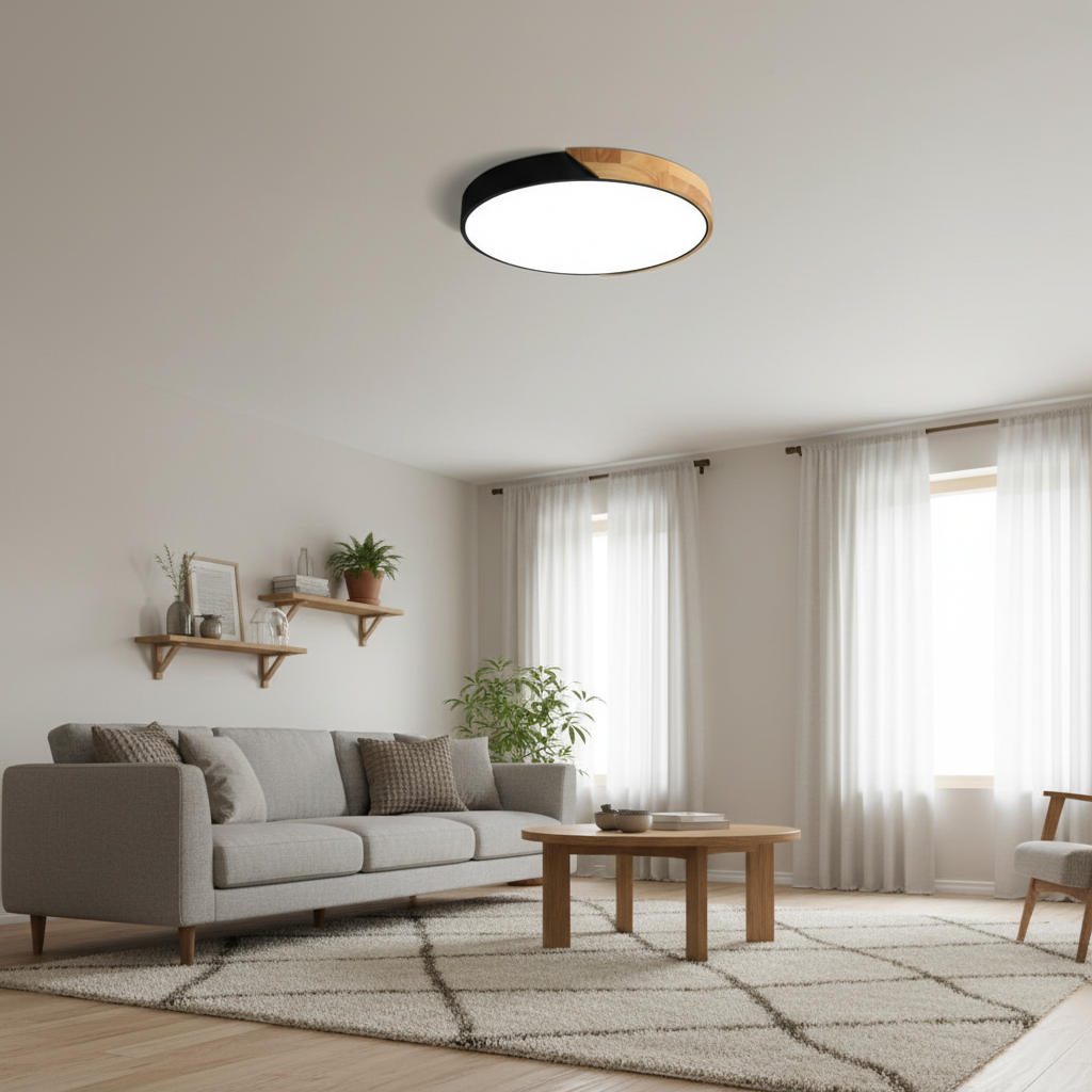 Lámpara de Techo LED Escandinava de Madera | Iluminación Moderna