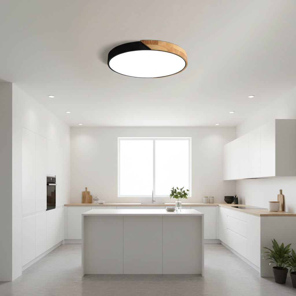 Lámpara de Techo LED Escandinava de Madera | Iluminación Moderna
